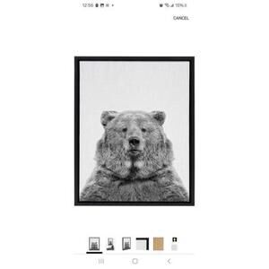Framed Black and White Bear Wall Art 18x24in